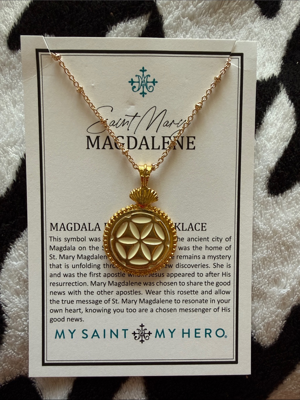 Saint Mary Magdalene Gold Pendant Necklace By My Saint My Hero. New Never Worn